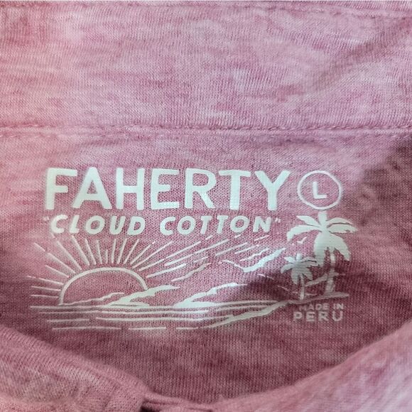 Faherty Cloud Cotton Mens Golf Shirt Size L Short Sleeve Fuscia Pink - Picture 2 of 10